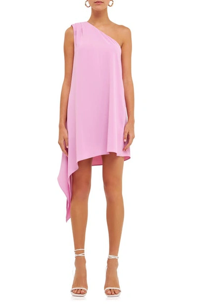Shop Endless Rose One-shoulder Asymmetric Dress In Peony