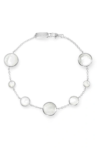 Ippolita Sterling Silver Lollipop Mother-of-pearl & Clear Quartz Crystal Doublet Chain Bracelet In Silver