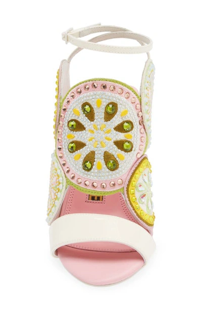 Shop Kat Maconie Frida Crystal Medallion Ankle Strap Sandal In Sunny / Multi