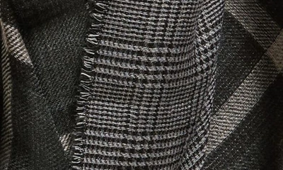 Shop Max Mara Tirana Check Wool & Silk Stole In Dark Grey