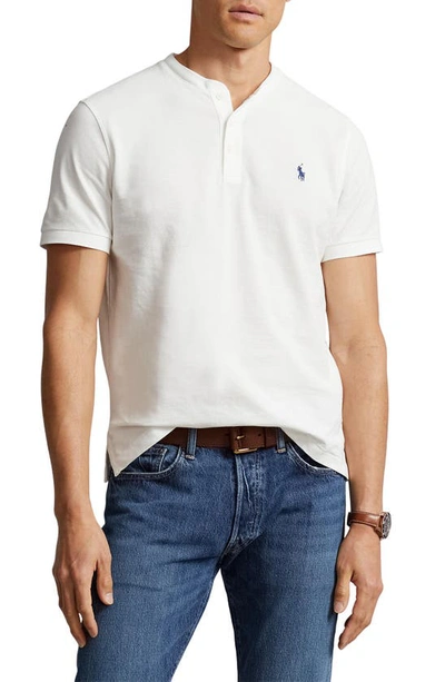 Polo Ralph Lauren Featherweight Cotton Mesh Henley Top In White