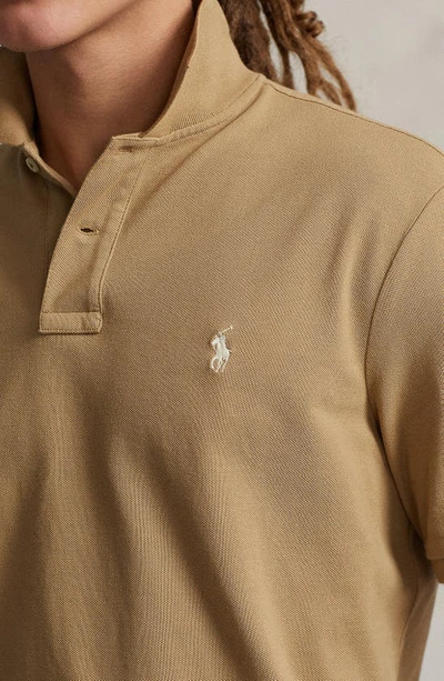 Shop Polo Ralph Lauren Cotton Polo In Tan/ Cream