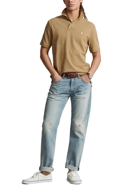 Polo Ralph Lauren Two-button Cotton Polo With Logo In Tan/ Cream