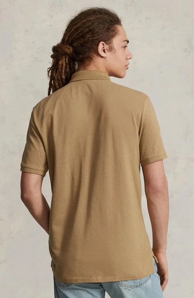 Shop Polo Ralph Lauren Cotton Polo In Tan/ Cream