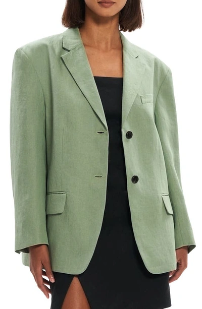 Shop Theory Galena Oversize Linen Blazer In Leaf - F15