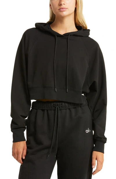 Shop Alo Yoga Double Take French Terry Crop Hoodie In Black