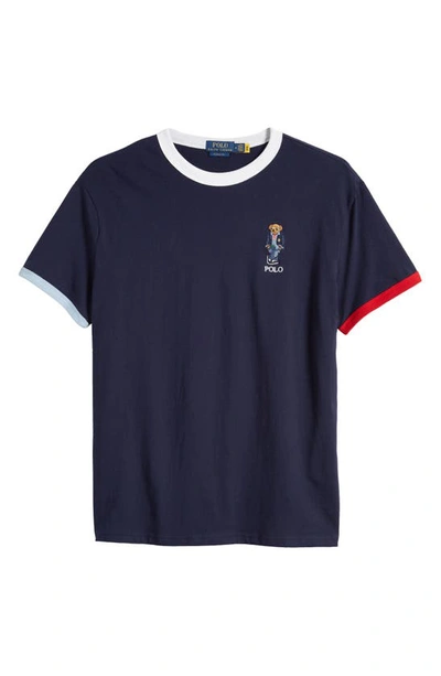 Shop Polo Ralph Lauren Embroidered Logo Cotton T-shirt In Nvy Multi