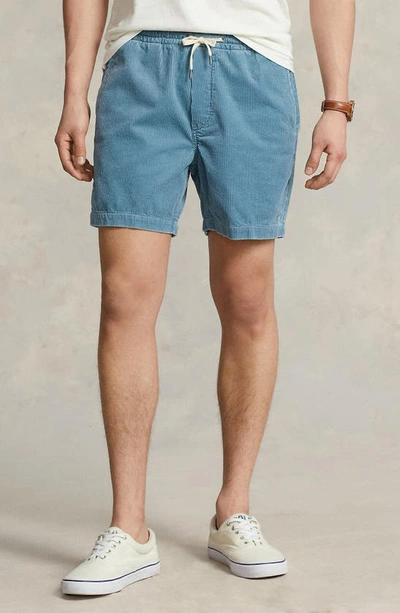 Shop Polo Ralph Lauren Corduroy Drawstring Shorts In Blue