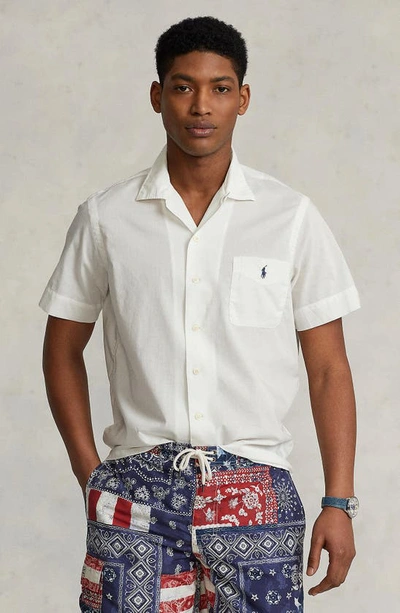 Shop Polo Ralph Lauren Classic Fit Short Sleeve Button-up Shirt In White