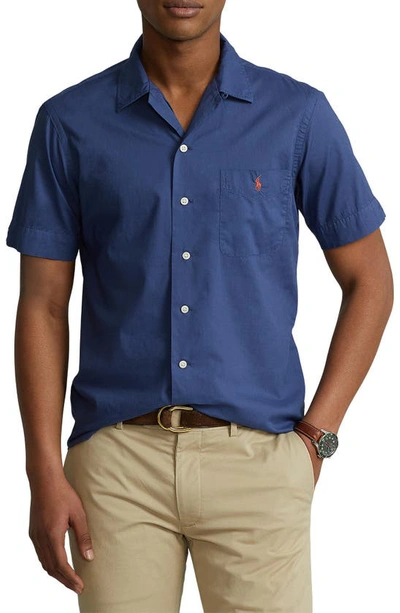 Shop Polo Ralph Lauren Classic Fit Short Sleeve Button-up Shirt In Navy