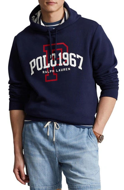 Shop Polo Ralph Lauren Seasonal Cotton Blend Fleece Hoodie In Navy