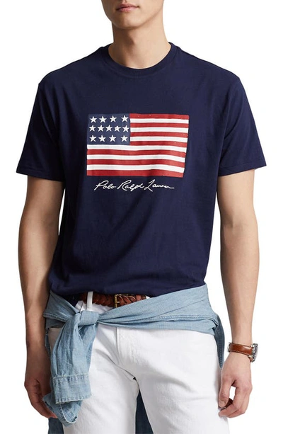 Polo Ralph Lauren Graphic-print Cotton T-shirt In Cruise Navy