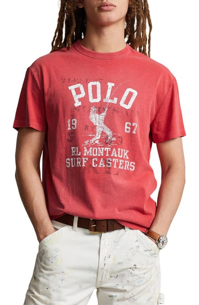 Shop Polo Ralph Lauren Yacht Club Classic Fit Cotton Jersey Graphic T-shirt In Red