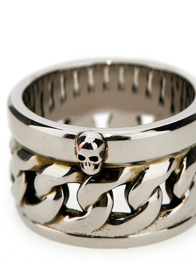 Shop Alexander Mcqueen Dynamic Skull Ring Jewelry Silver