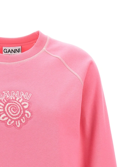 Shop Ganni Logo Sweatshirt Pink