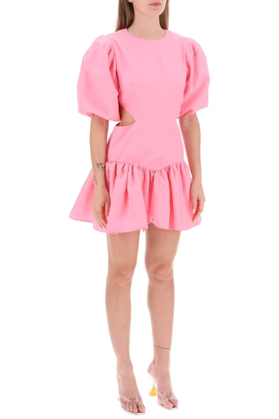 Shop Msgm Mini Dress With Balloon Sleeves And Cut Outs