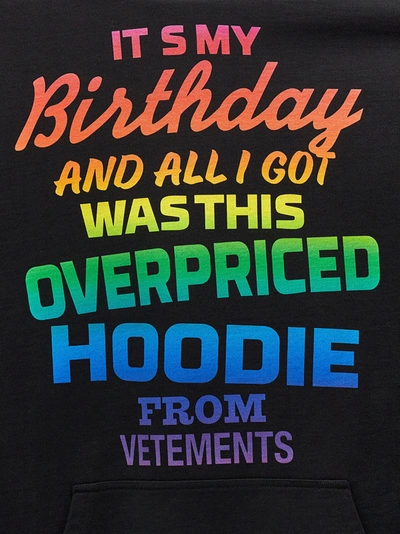 Shop Vetements Overpriced Birthday Hoodie Sweatshirt Black