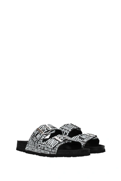 Shop Love Moschino Slippers And Clogs Leather Black White