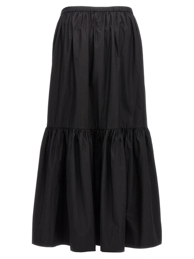Shop Ganni Flounced Midi Skirt Skirts Black