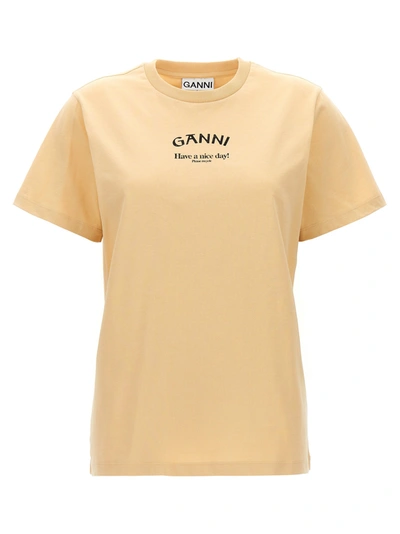 Shop Ganni Have A Nice Day! T-shirt In Green