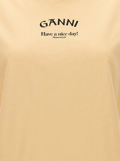 Shop Ganni Have A Nice Day! T-shirt In Green
