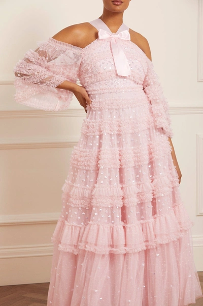 Shop Needle & Thread Vivian Off Shoulder Gown In Pink