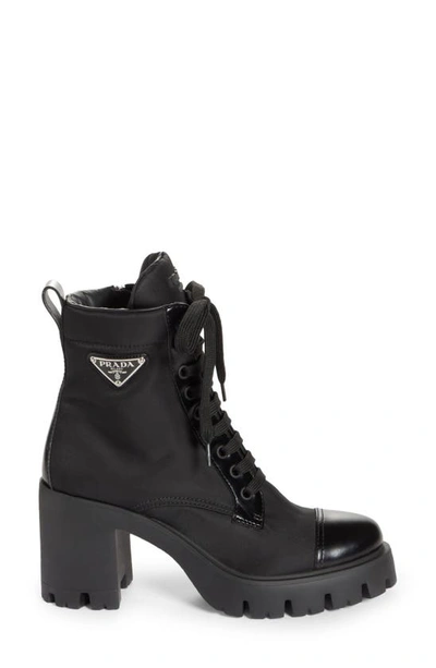 Shop Prada New Brixxen Re-nylon Combat Boot In Black