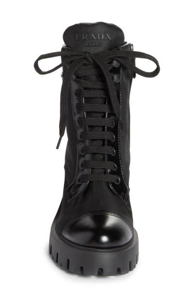 Shop Prada New Brixxen Re-nylon Combat Boot In Black