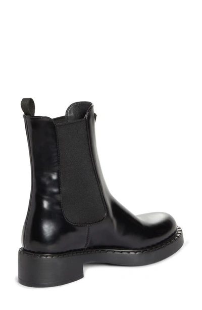Prada Triangle-logo Chelsea Leather Boots In Black
