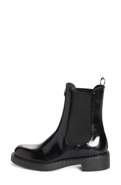 Prada Triangle-logo Chelsea Leather Boots In Black