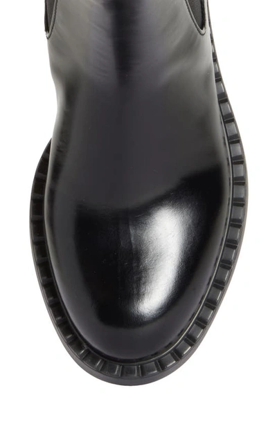 Prada Triangle-logo Chelsea Leather Boots In Black