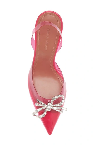 Shop Amina Muaddi Rosie Glass Pointed Toe Slingback Pump In Pvc Louts Pink/ Crystal
