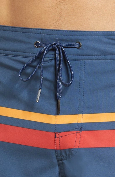 Fair Harbor Men's 8" Ozone Active Double Stripe Swim Shorts In Red Comp Stripe