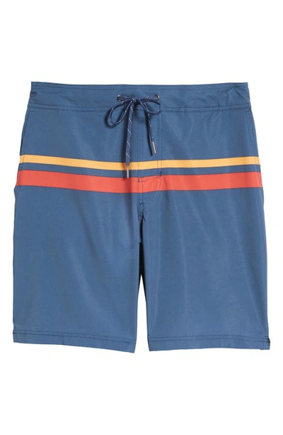 Fair Harbor Men's 8" Ozone Active Double Stripe Swim Shorts In Red Comp Stripe