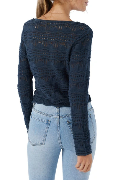 Shop O'neill Harbor Open Stitch Cinch Front Sweater In Slate
