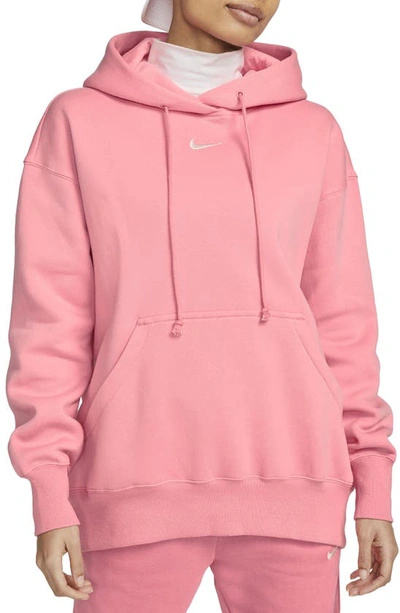 Shop Nike Sportswear Phoenix Oversize Fleece Hoodie In Coral Chalk/ Sail