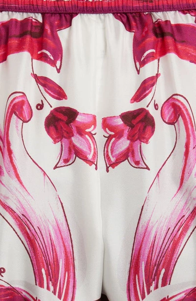 Shop Dolce & Gabbana Tile Print Wide Leg Silk Pants In Natural White