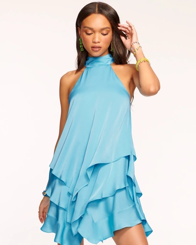 Shop Ramy Brook Shaina Tiered Mini Dress In Tropical Blue