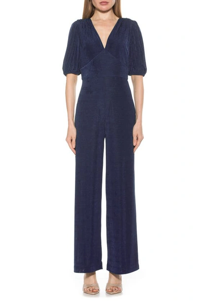 Shop Alexia Admor Ivy Bubble Sleeve Jumpsuit In Navy
