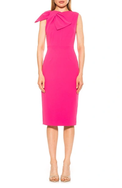 Shop Alexia Admor Brigitta Bow Tie Bodice Midi Dress In Hot Pink