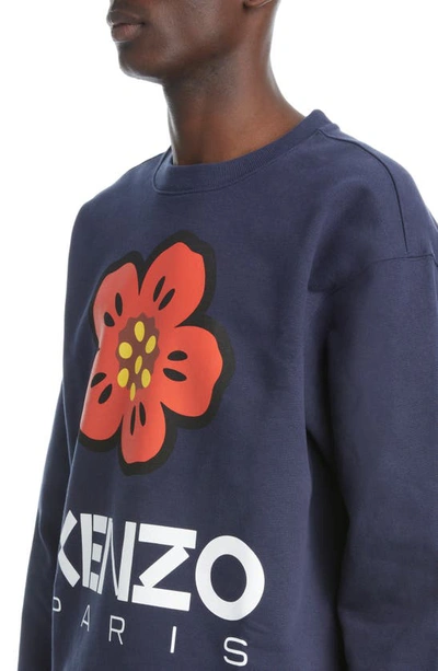 Shop Kenzo Boke Flower Stretch Cotton Graphic Sweatshirt In Midnight Blue