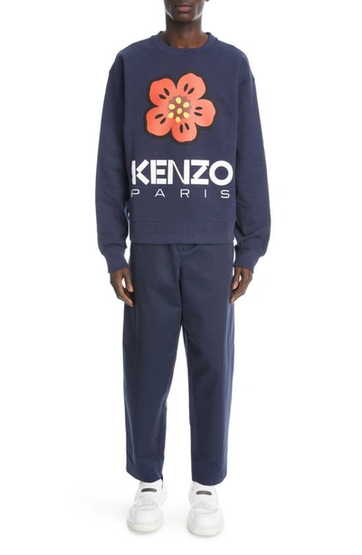 Shop Kenzo Boke Flower Stretch Cotton Graphic Sweatshirt In Midnight Blue