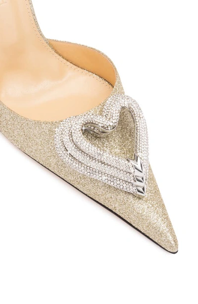 Shop Mach & Mach Triple Heart Glitter Pointed Toe Slingback Pump In Champagne