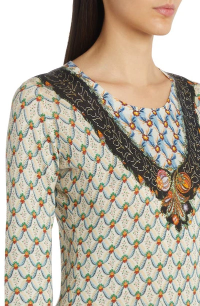 Shop Etro Mixed Print Silk & Cashmere Sweater In 0250 - Azzurro