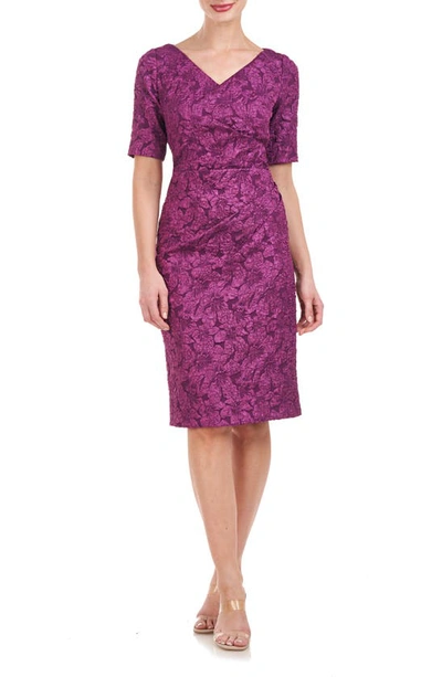 Shop Js Collections Gianna Jacquard Floral Sheath Dress In Grape Kiss