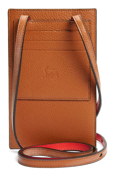 Shop Christian Louboutin By My Side Grained Calfskin Leather Phone Pouch In C131 Cuoio/ Cuoio