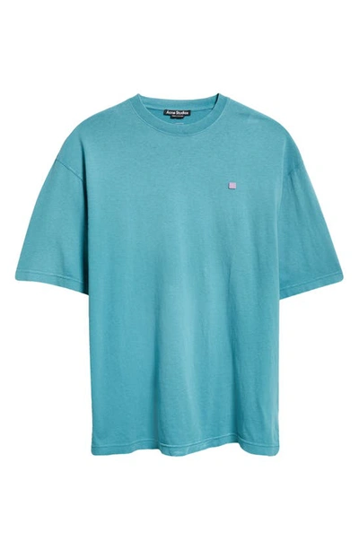 Shop Acne Studios Face Patch Cotton T-shirt In Sea Green