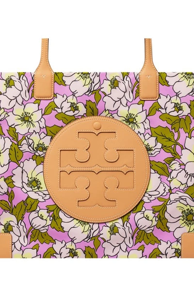 Shop Tory Burch Ella Floral Recycled Polyester Tote In Aster Pink Flower