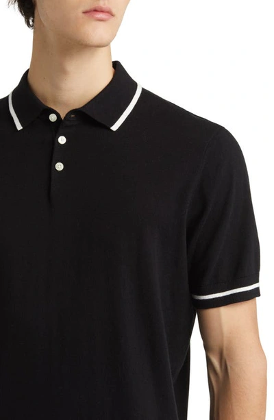 Shop Soft Cloth Pacific Tipped Cotton & Silk Jersey Polo In Black Beauty