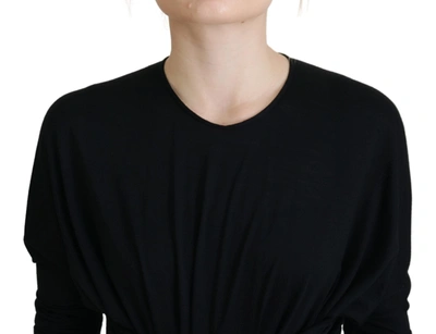 Shop Dolce & Gabbana Black Sheath Midi Gown Wool Wrap Women's Dress